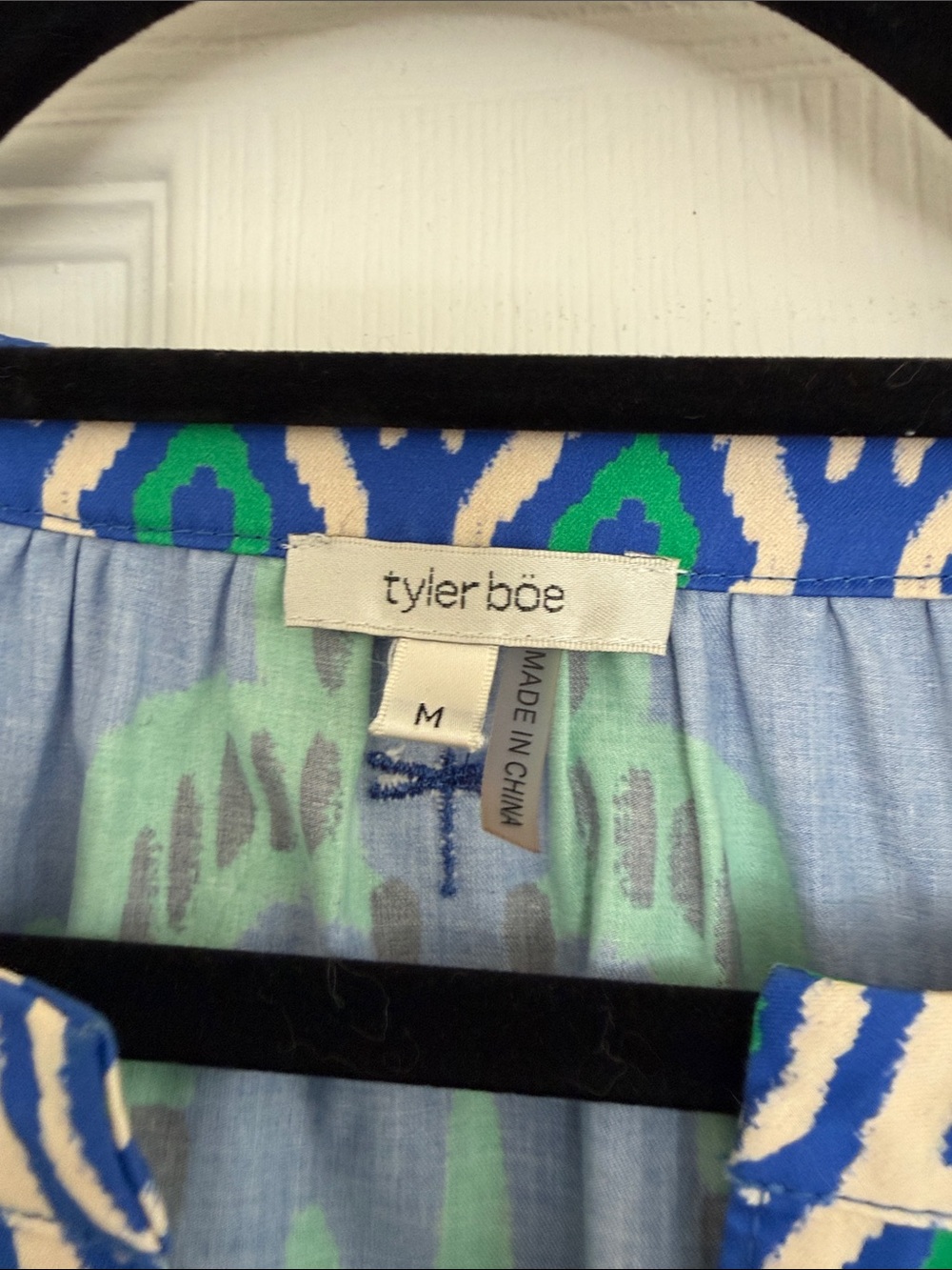 Tyler Boe Blue and Green Printed Tie-Waist Midi Dress - Picture 2 of 2